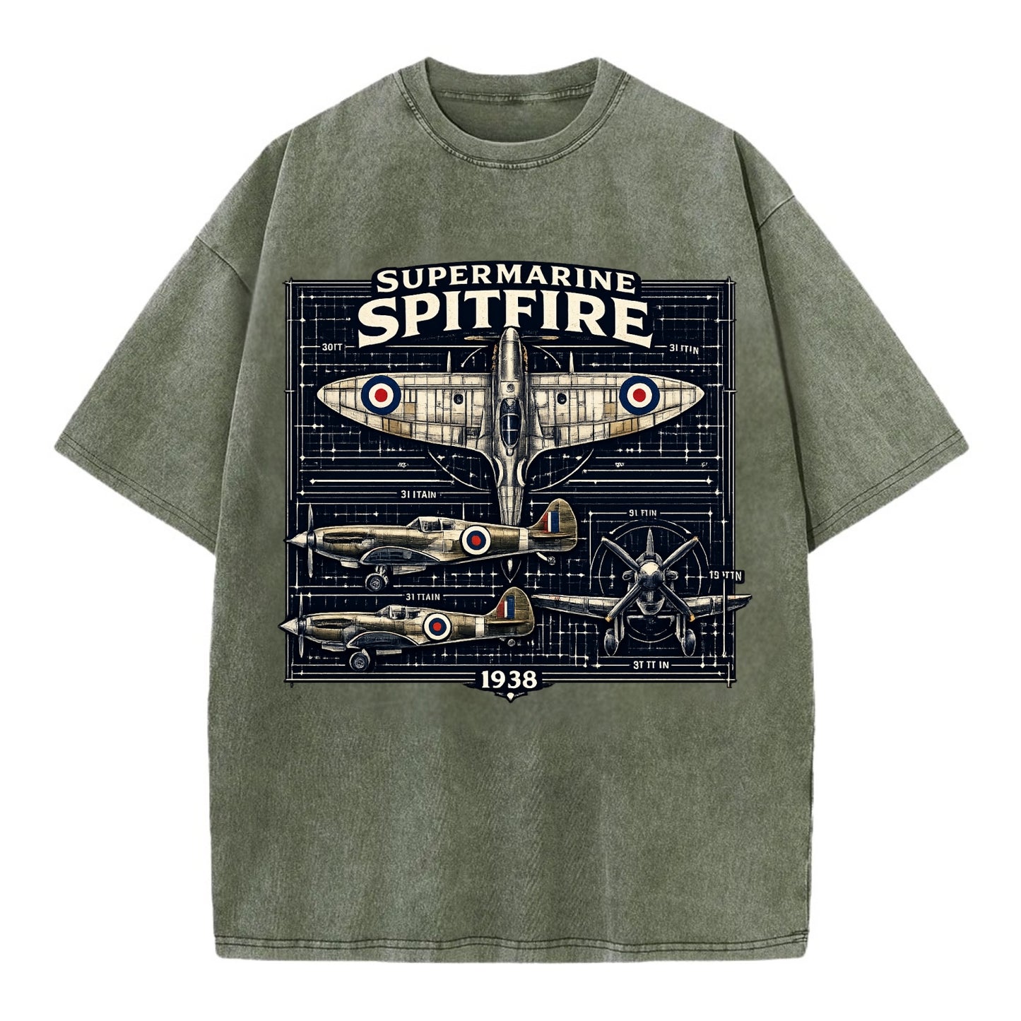 Spitfire Blueprint - Vintage T-shirt