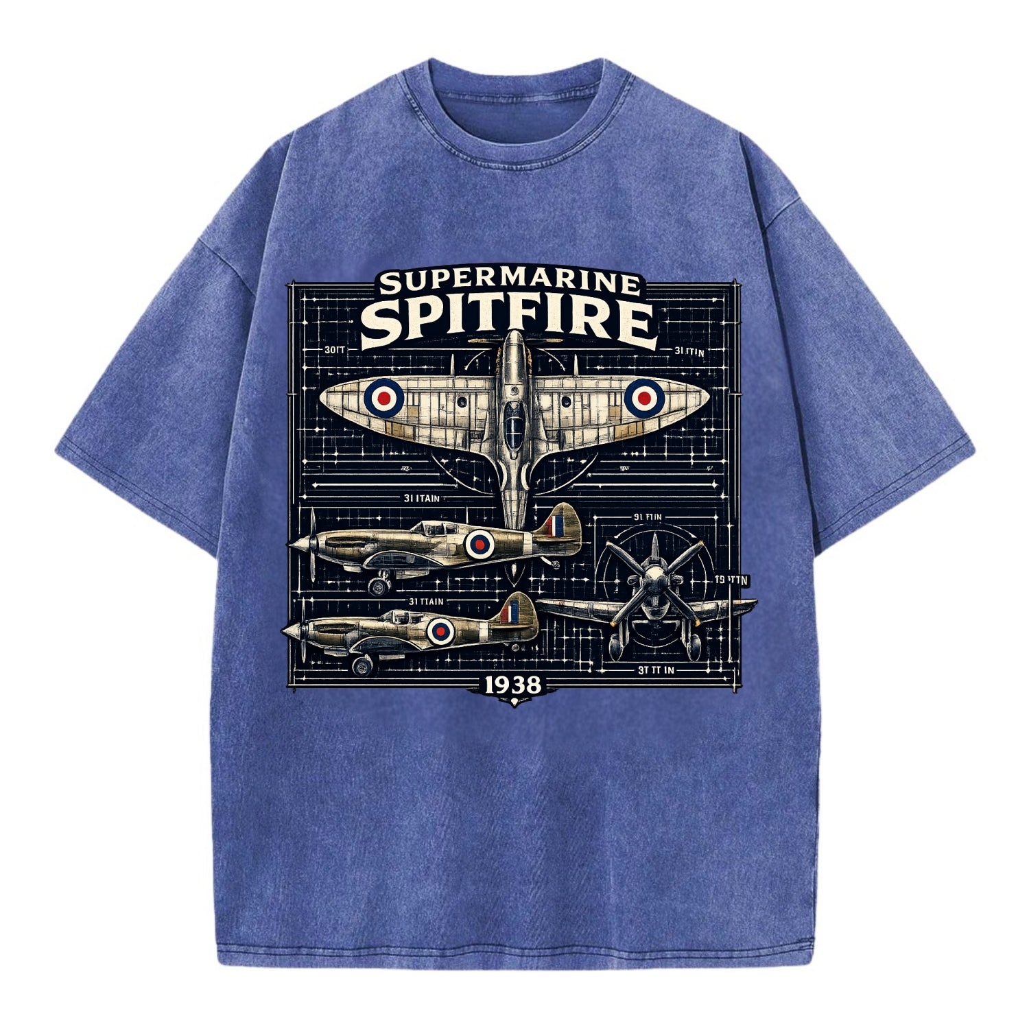 Spitfire Blueprint - Vintage T-shirt