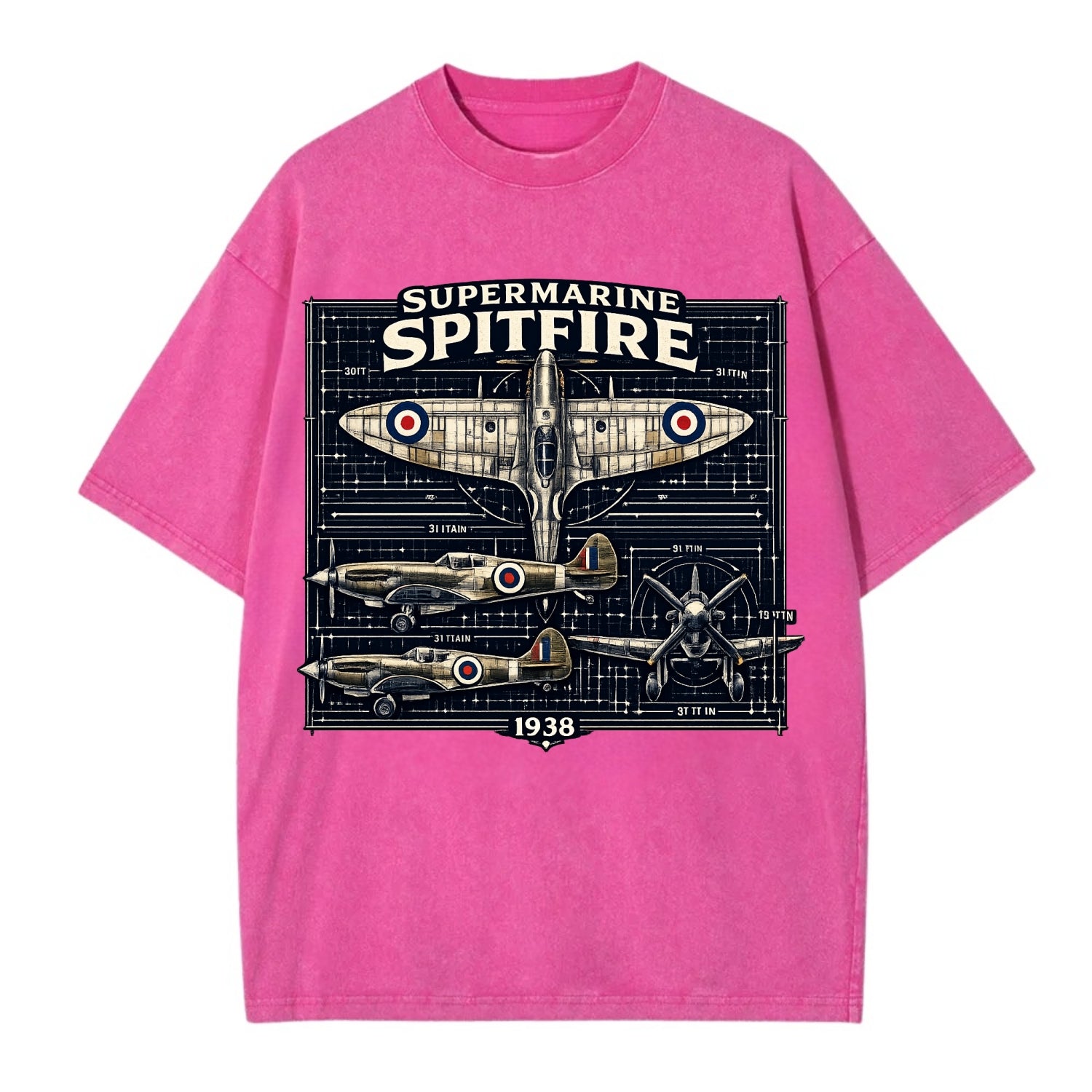 Spitfire Blueprint - Vintage T-shirt