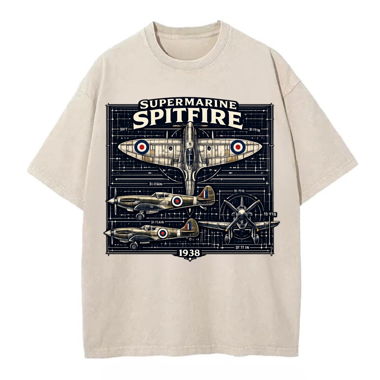 Spitfire Blueprint - Vintage T-shirt