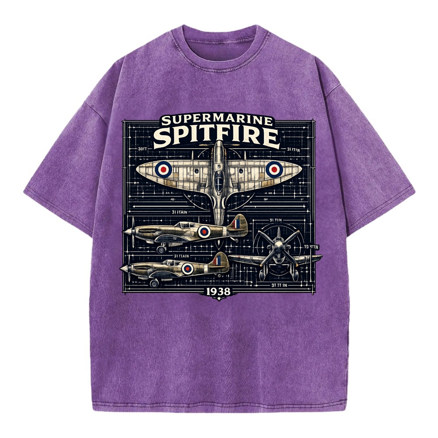 Spitfire Blueprint - Vintage T-shirt