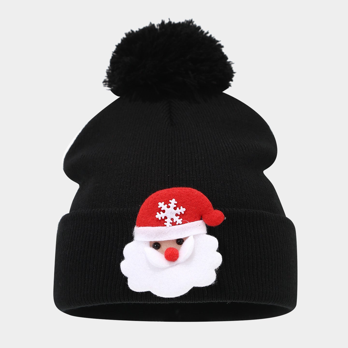 Santa Claus Fur Ball Beanie: Cozy Knit Winter Hat