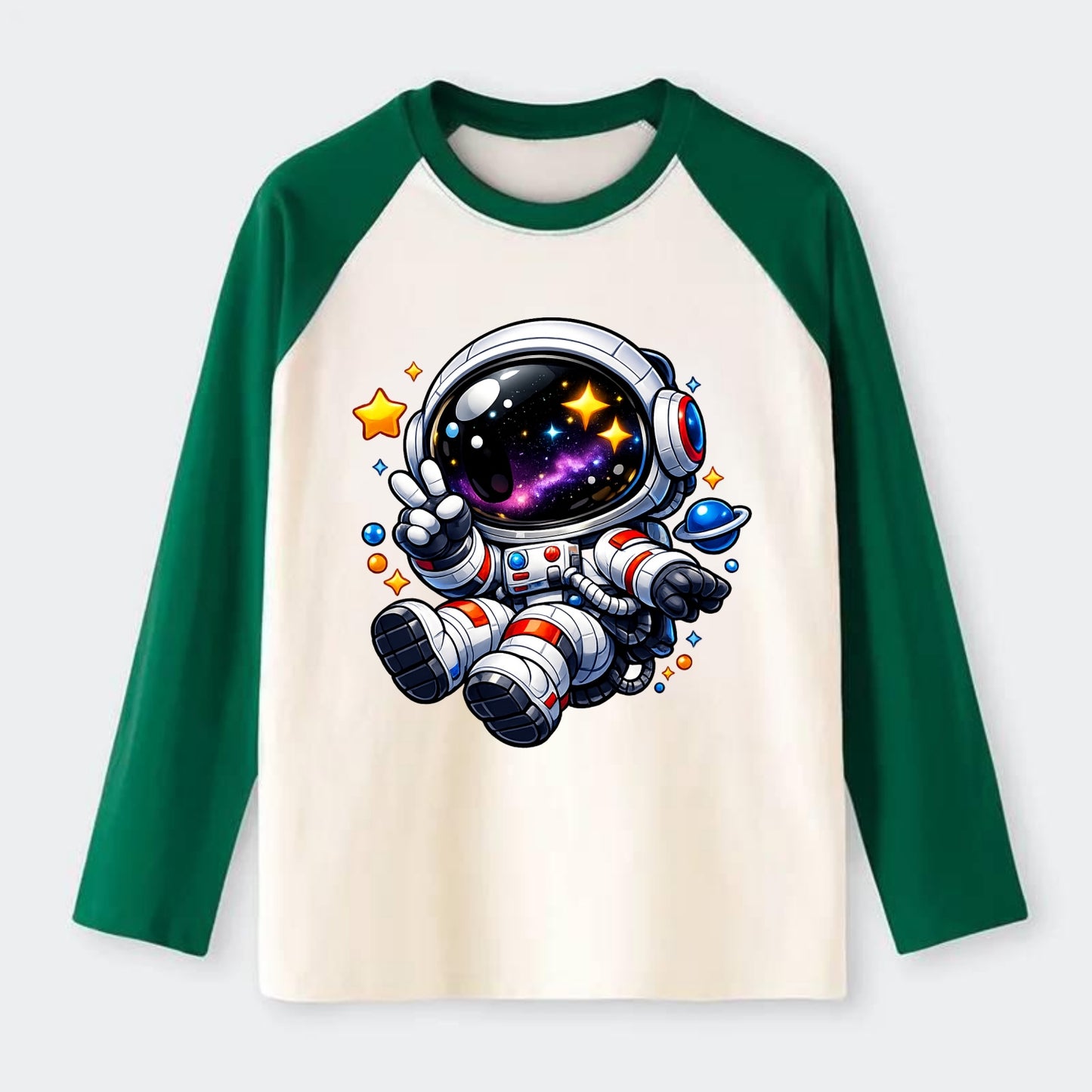 Space Explorer - Raglan Long Sleeve T-Shirt