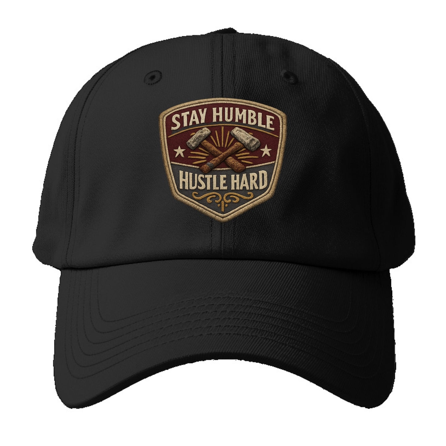 STAY HUMBLE HUSTLE HARD - text in silver , work ethic - Baseball Cap For Big Heads