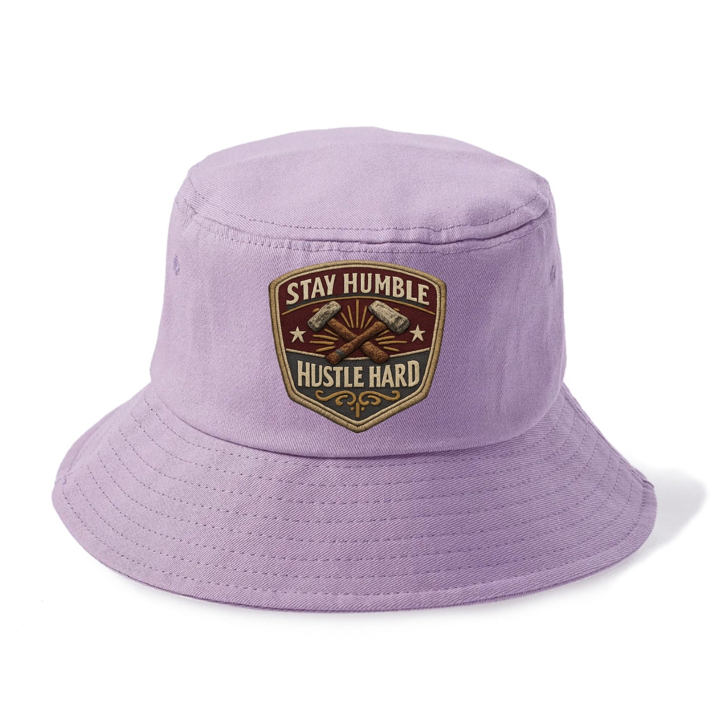 STAY HUMBLE HUSTLE HARD - text in silver , work ethic - Bucket Hat