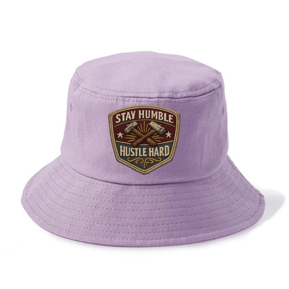 STAY HUMBLE HUSTLE HARD - text in silver , work ethic - Bucket Hat