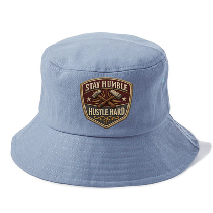 STAY HUMBLE HUSTLE HARD - text in silver , work ethic - Bucket Hat