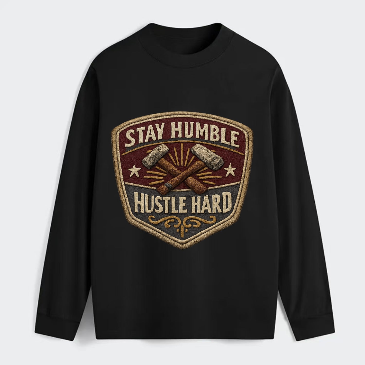 STAY HUMBLE HUSTLE HARD - text in silver , work ethic - Classic Long Sleeve Shirt