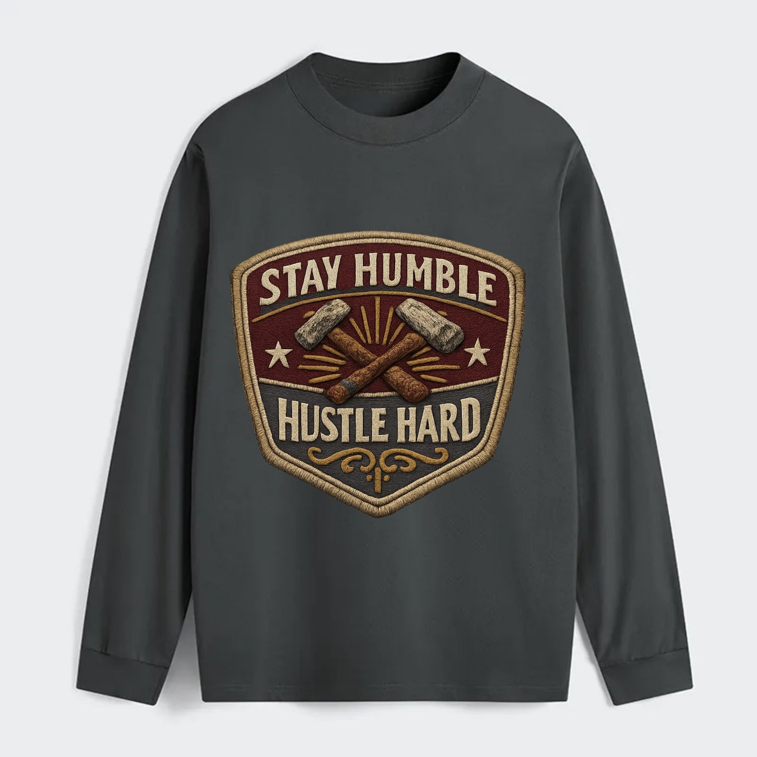 STAY HUMBLE HUSTLE HARD - text in silver , work ethic - Classic Long Sleeve Shirt