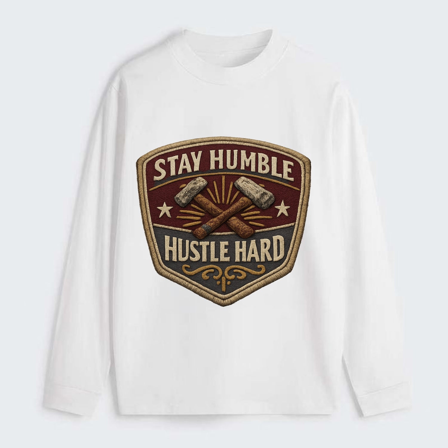 STAY HUMBLE HUSTLE HARD - text in silver , work ethic - Classic Long Sleeve Shirt