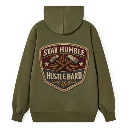 STAY HUMBLE HUSTLE HARD - text in silver , work ethic - Classic Pullover Hoodie