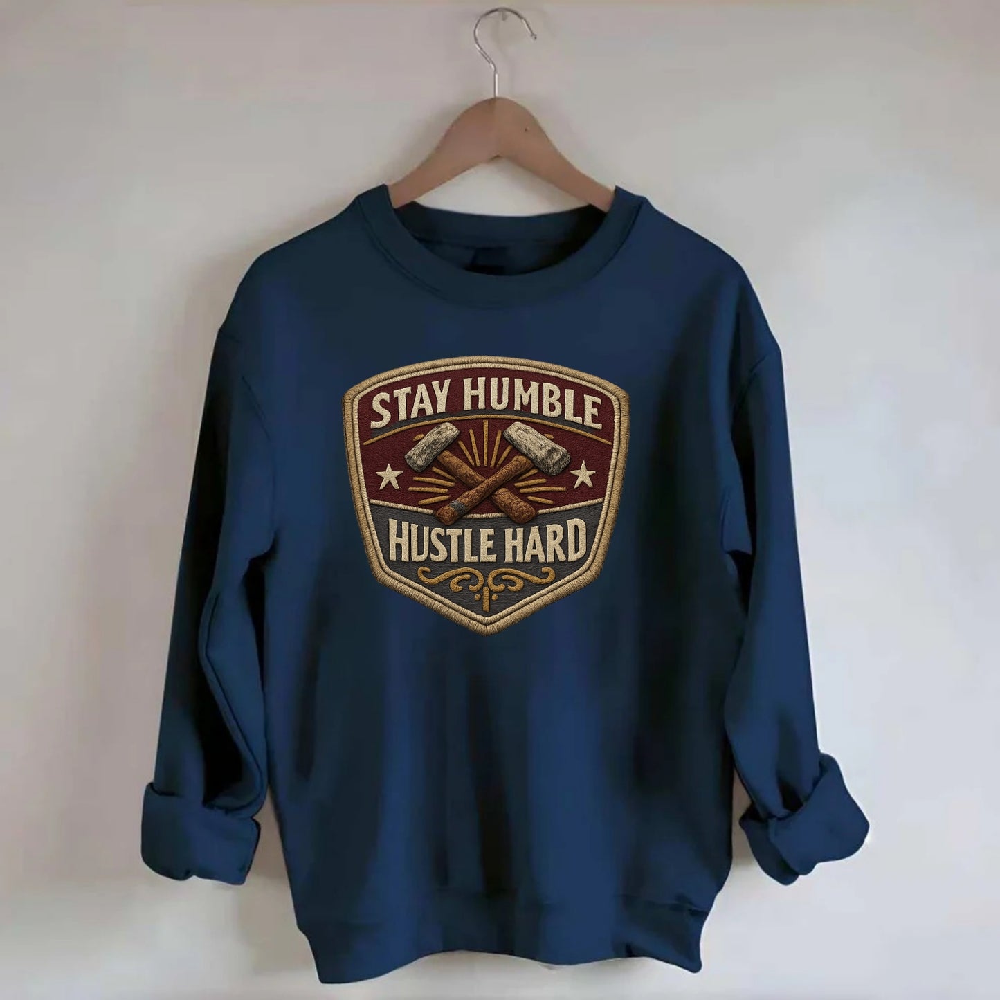 STAY HUMBLE HUSTLE HARD - text in silver , work ethic - Crewneck Sweatshirt
