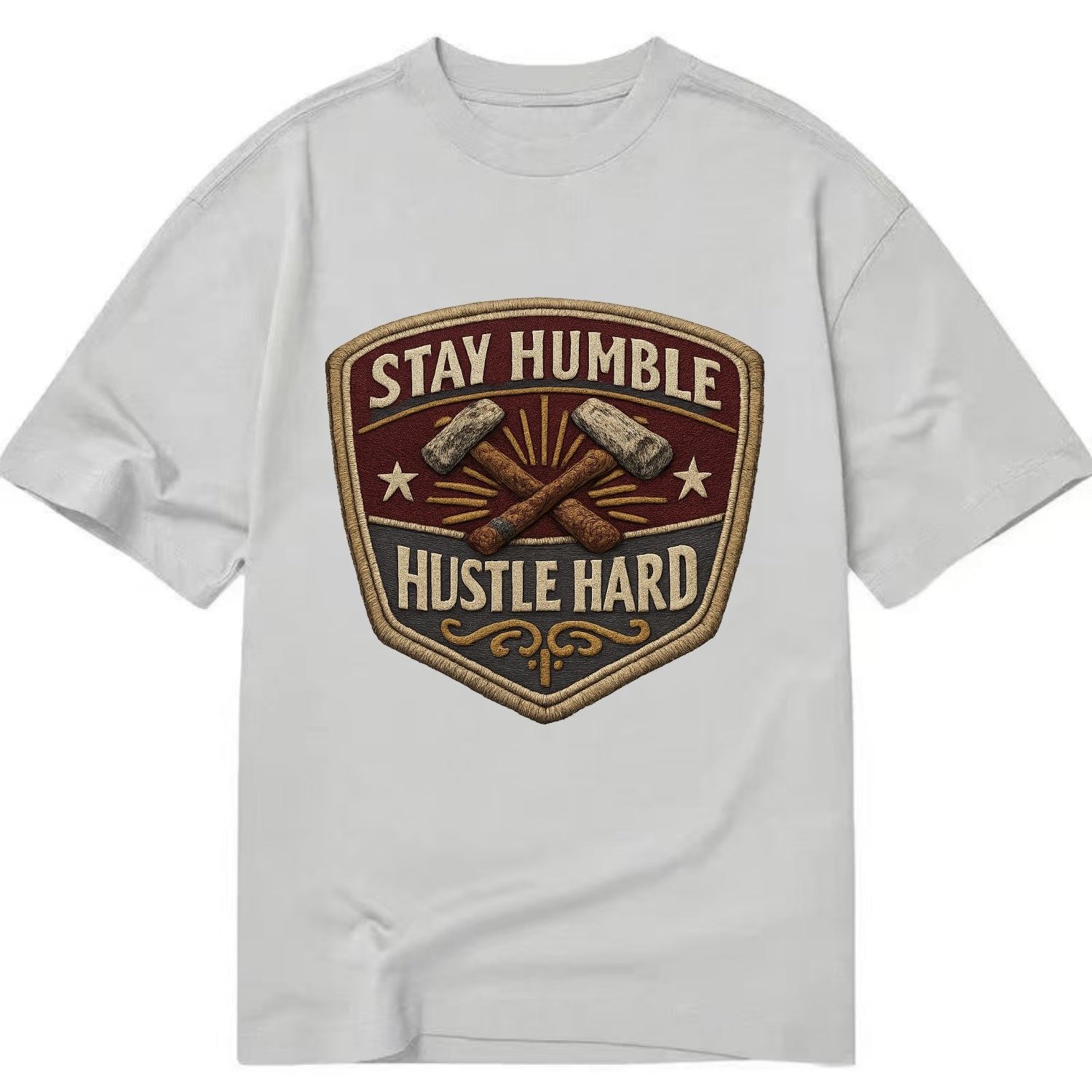 STAY HUMBLE HUSTLE HARD - text in silver , work ethic - Classic T-shirt