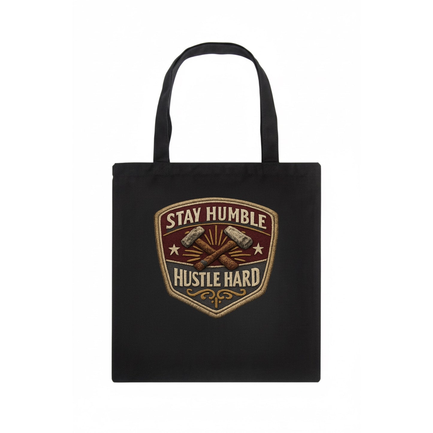 STAY HUMBLE HUSTLE HARD - text in silver , work ethic - Tote Bag