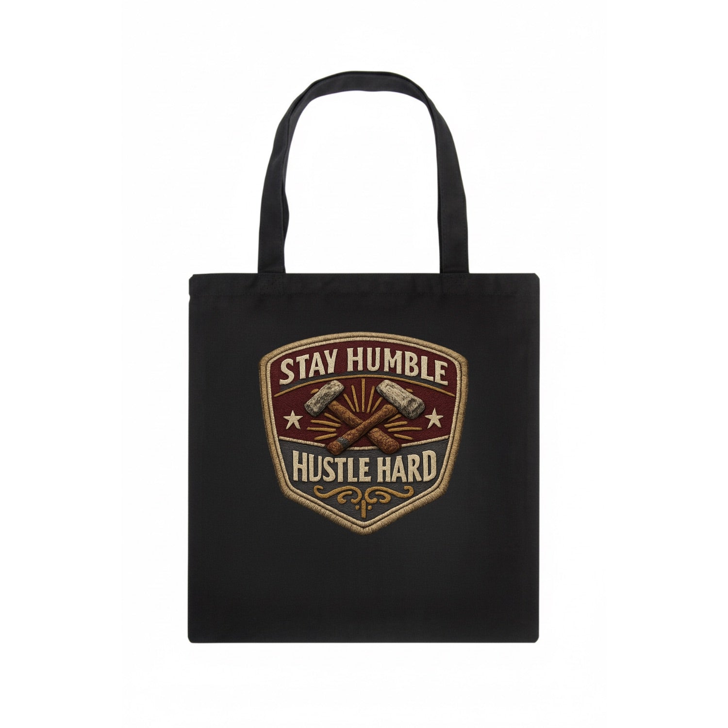 STAY HUMBLE HUSTLE HARD - text in silver , work ethic - Tote Bag