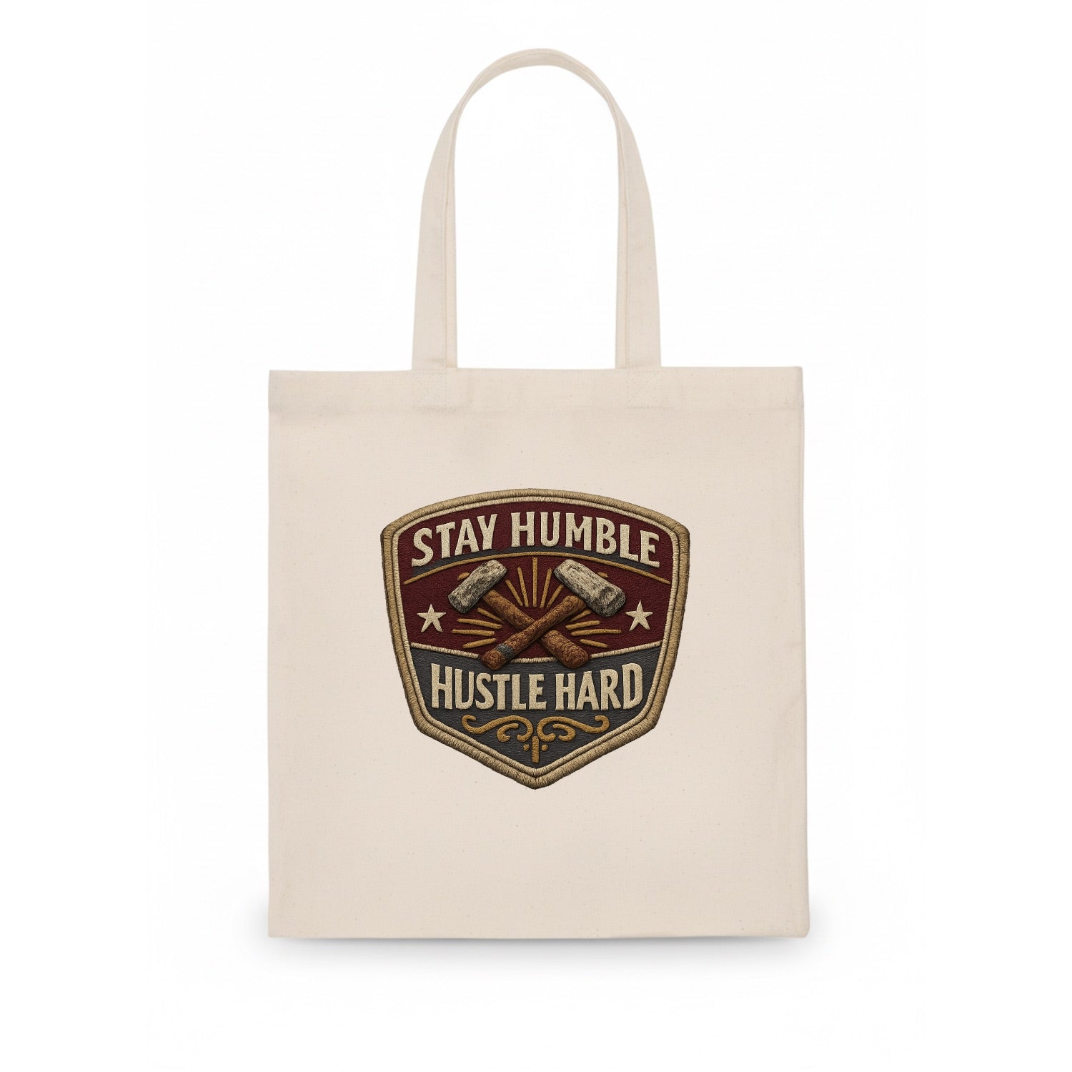 STAY HUMBLE HUSTLE HARD - text in silver , work ethic - Tote Bag