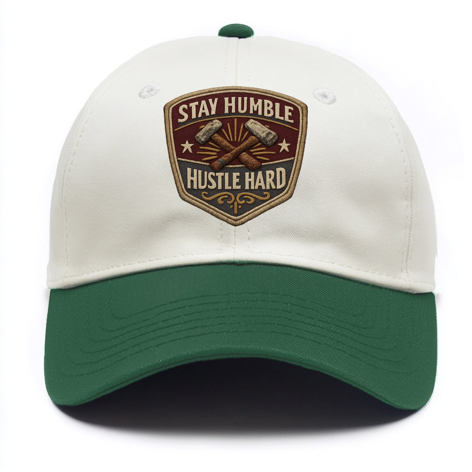 STAY HUMBLE HUSTLE HARD - text in silver , work ethic - Two Tone Cap