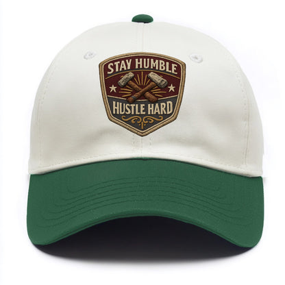 STAY HUMBLE HUSTLE HARD - text in silver , work ethic - Two Tone Cap