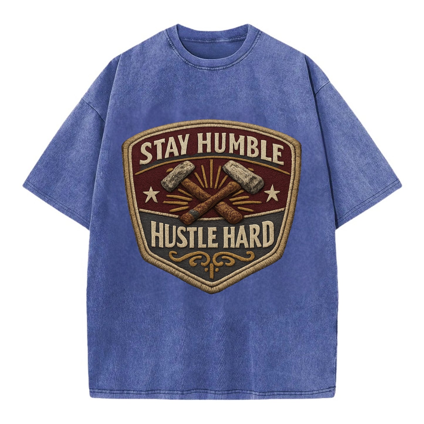 STAY HUMBLE HUSTLE HARD - text in silver , work ethic - Vintage T-shirt