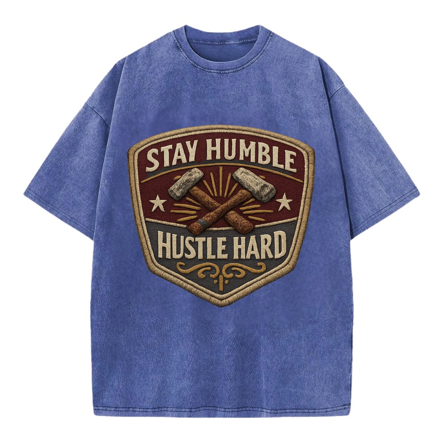 STAY HUMBLE HUSTLE HARD - text in silver , work ethic - Vintage T-shirt