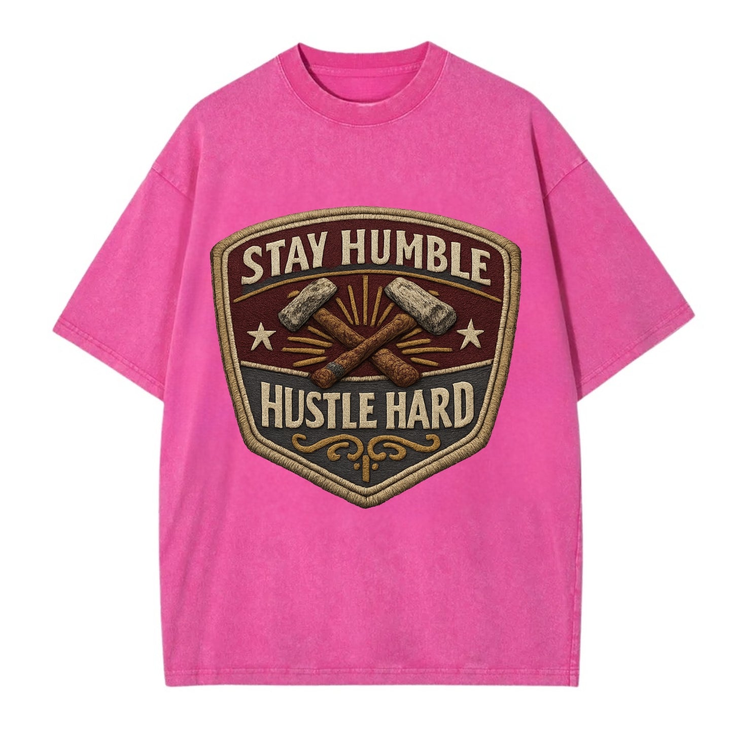 STAY HUMBLE HUSTLE HARD - text in silver , work ethic - Vintage T-shirt