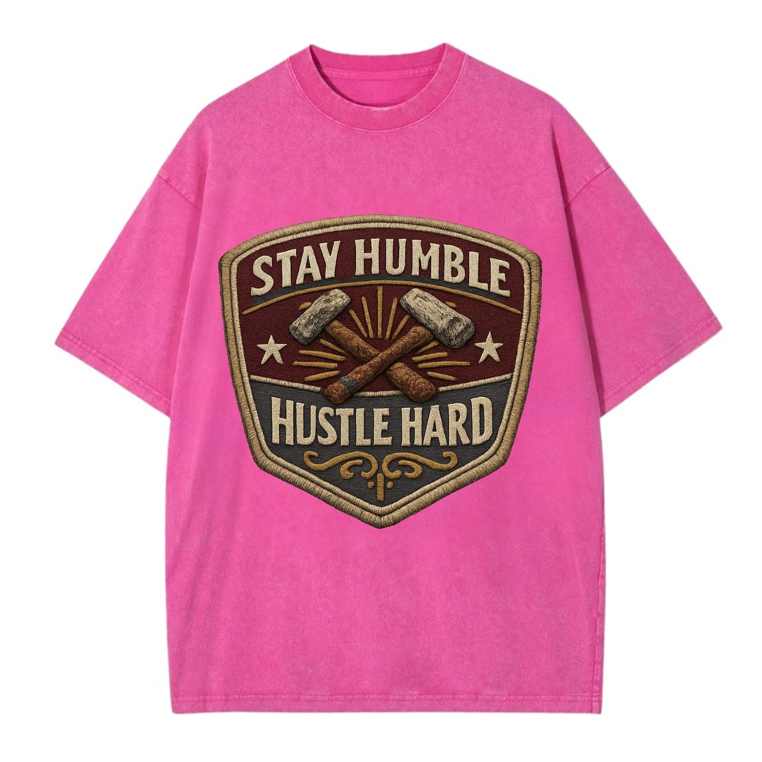 STAY HUMBLE HUSTLE HARD - text in silver , work ethic - Vintage T-shirt