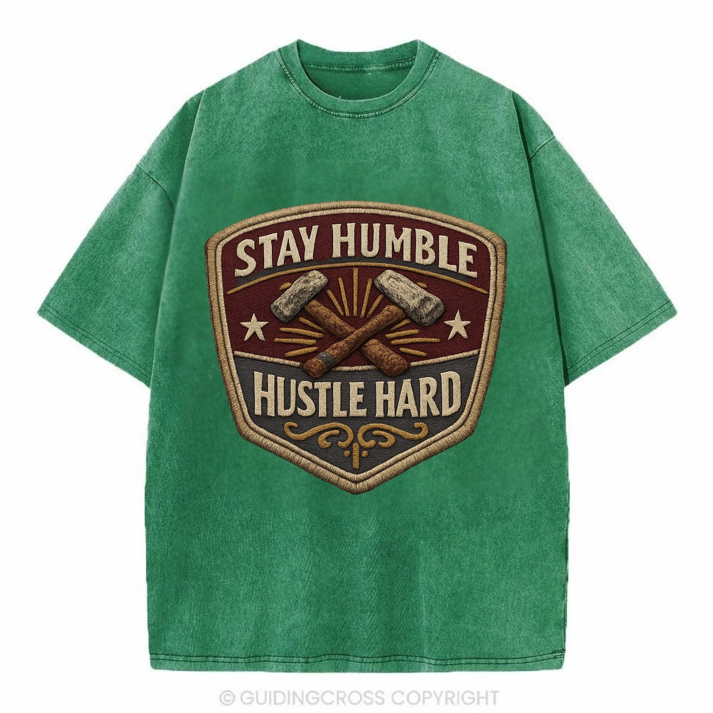 STAY HUMBLE HUSTLE HARD - text in silver , work ethic - Vintage T-shirt