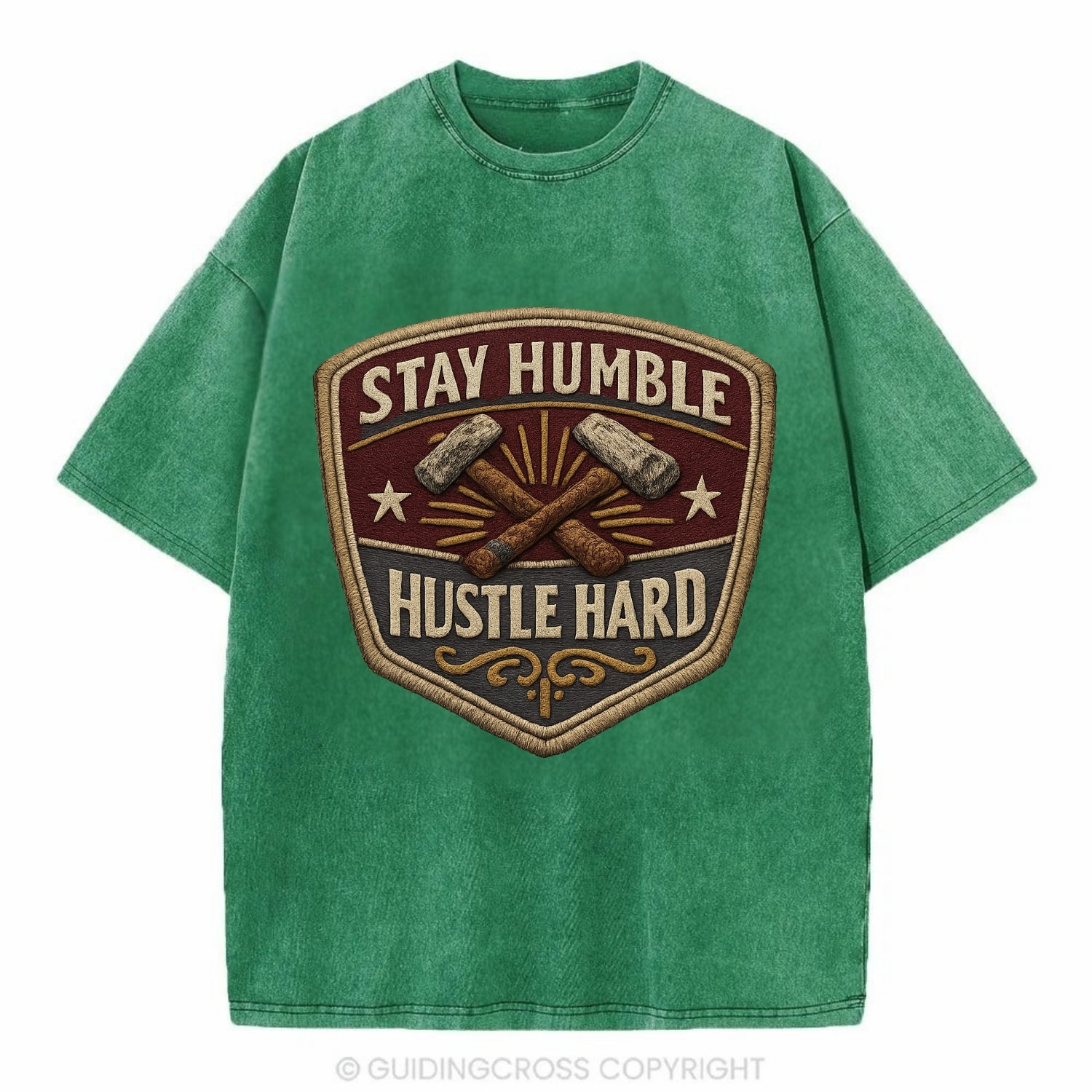 STAY HUMBLE HUSTLE HARD - text in silver , work ethic - Vintage T-shirt