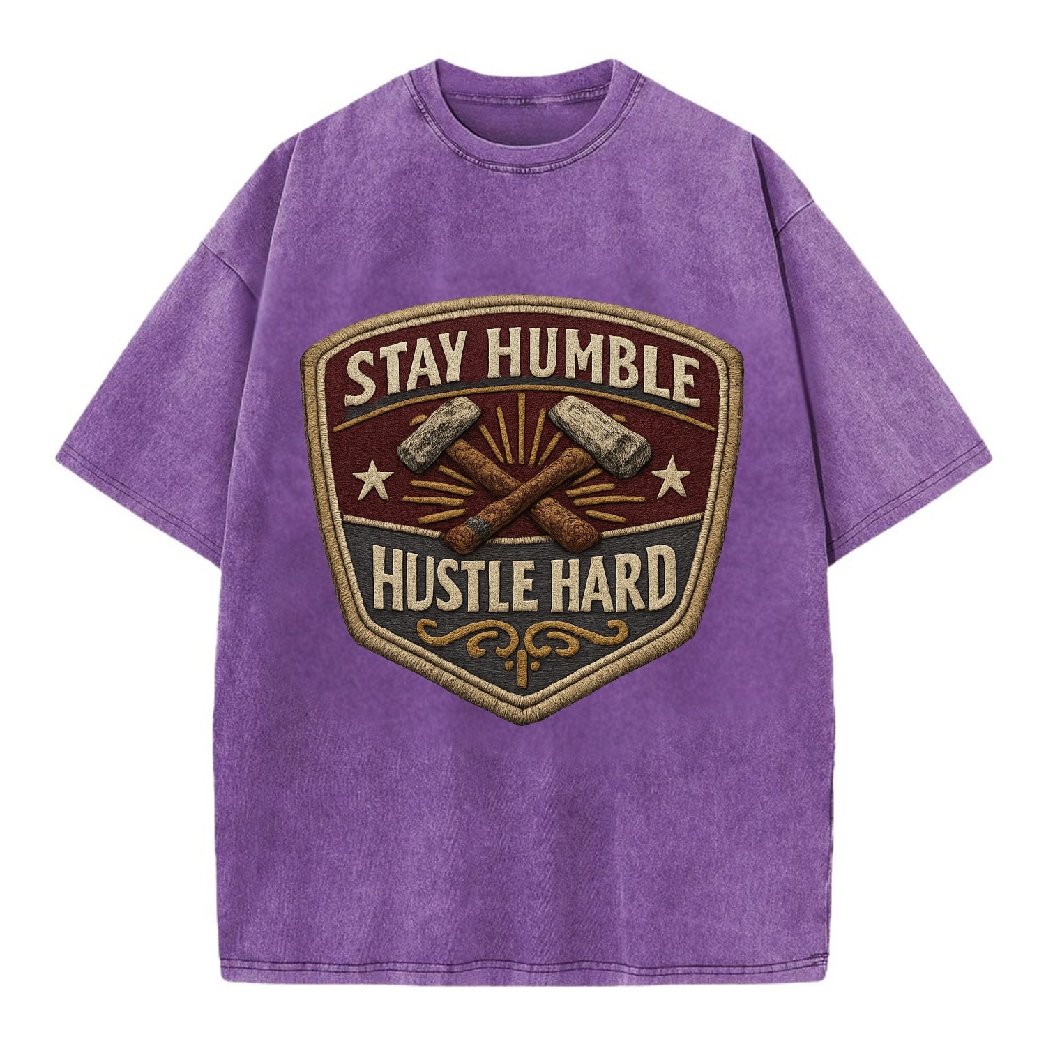 STAY HUMBLE HUSTLE HARD - text in silver , work ethic - Vintage T-shirt