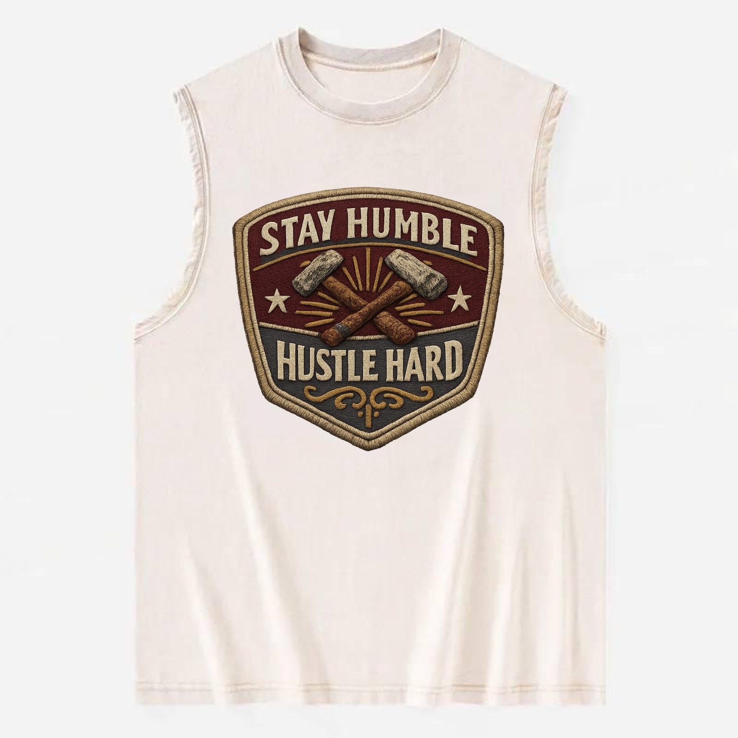 STAY HUMBLE HUSTLE HARD - text in silver , work ethic - Vintage Washed Tank