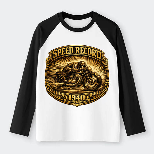 Speed Record Racer - Raglan Long Sleeve T-Shirt