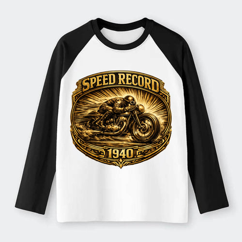 Speed Record Racer - Raglan Long Sleeve T-Shirt
