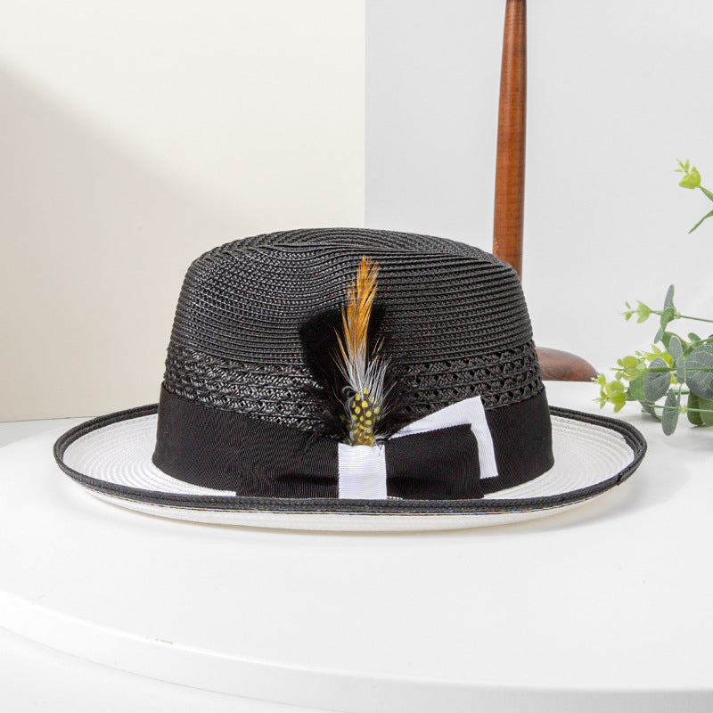 Stylish Summer Sun Hat with Feather Decoration