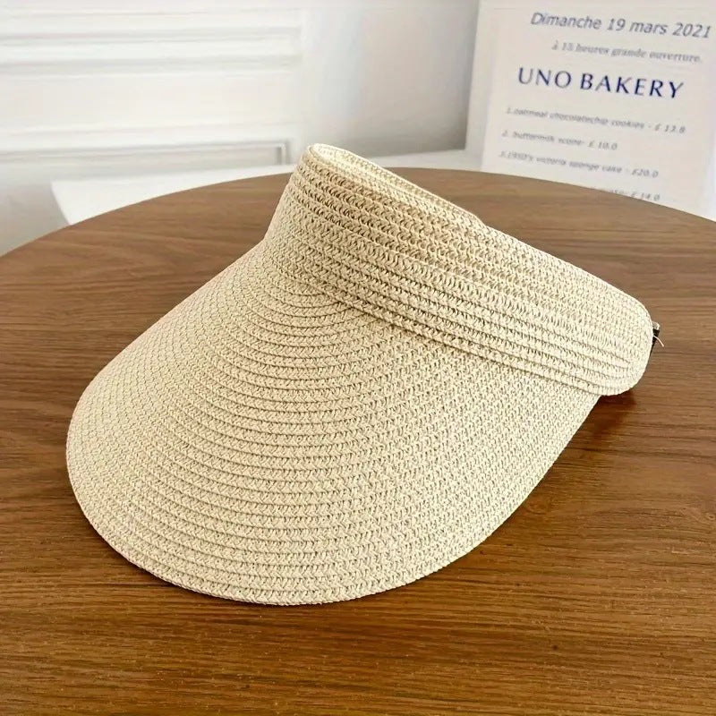 Straw Visor Sun Hat - Elegant Summer Beach Protection