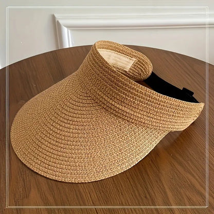 Straw Visor Sun Hat - Elegant Summer Beach Protection