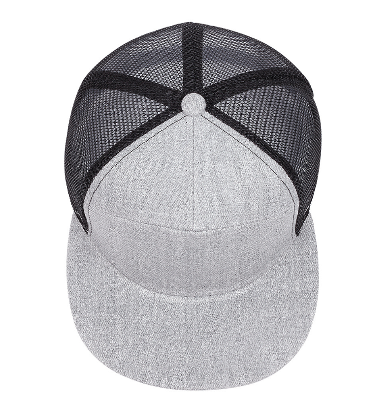 7-Panel Flat Brim Trucker Hat – Breathable Mesh Back, Lightweight Cotton Blend, Unisex Summer Outdoor Sun Protection Cap