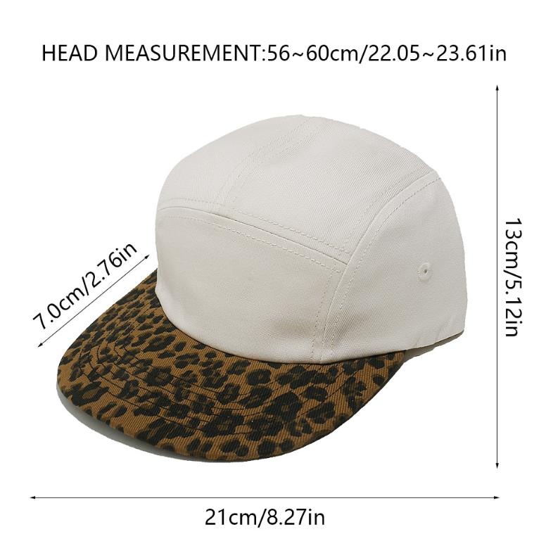5-Panel Leopard Print Camp Cap – Adjustable Metal Buckle, Unisex Streetwear Hat for Casual & Bold Style