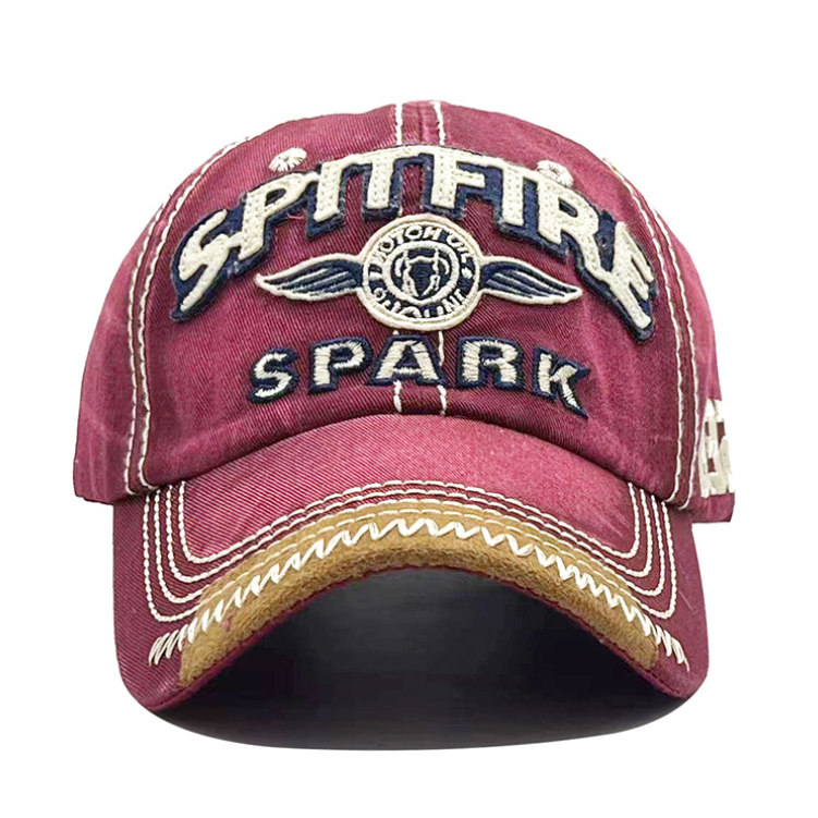 Vintage SPITFIRE 1932 Distressed Baseball Cap - Washed Cotton Embroidered Retro Hat with Contrast Brim