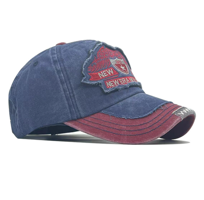 Vintage New York Eagle Distressed Baseball Cap - Washed Cotton 1986 Embroidered Patch Hat