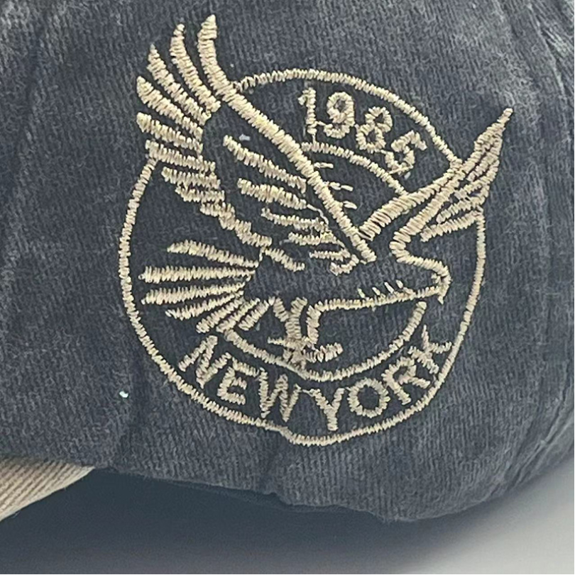 Vintage New York Eagle Distressed Baseball Cap - Washed Cotton 1986 Embroidered Patch Hat