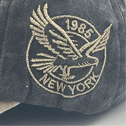 Vintage New York Eagle Distressed Baseball Cap - Washed Cotton 1986 Embroidered Patch Hat