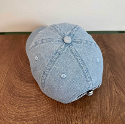 Have A Nice Day Distressed Denim Baseball Cap Cute Dog Embroidery Washed Cotton Hat