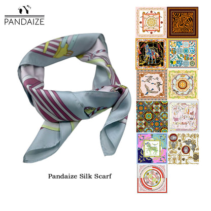 Silk Scarf, Printed Square Silk Twill Bandana, High-End Luxury Mulberry Silk Small Square Scarf for Packaging & Fashion