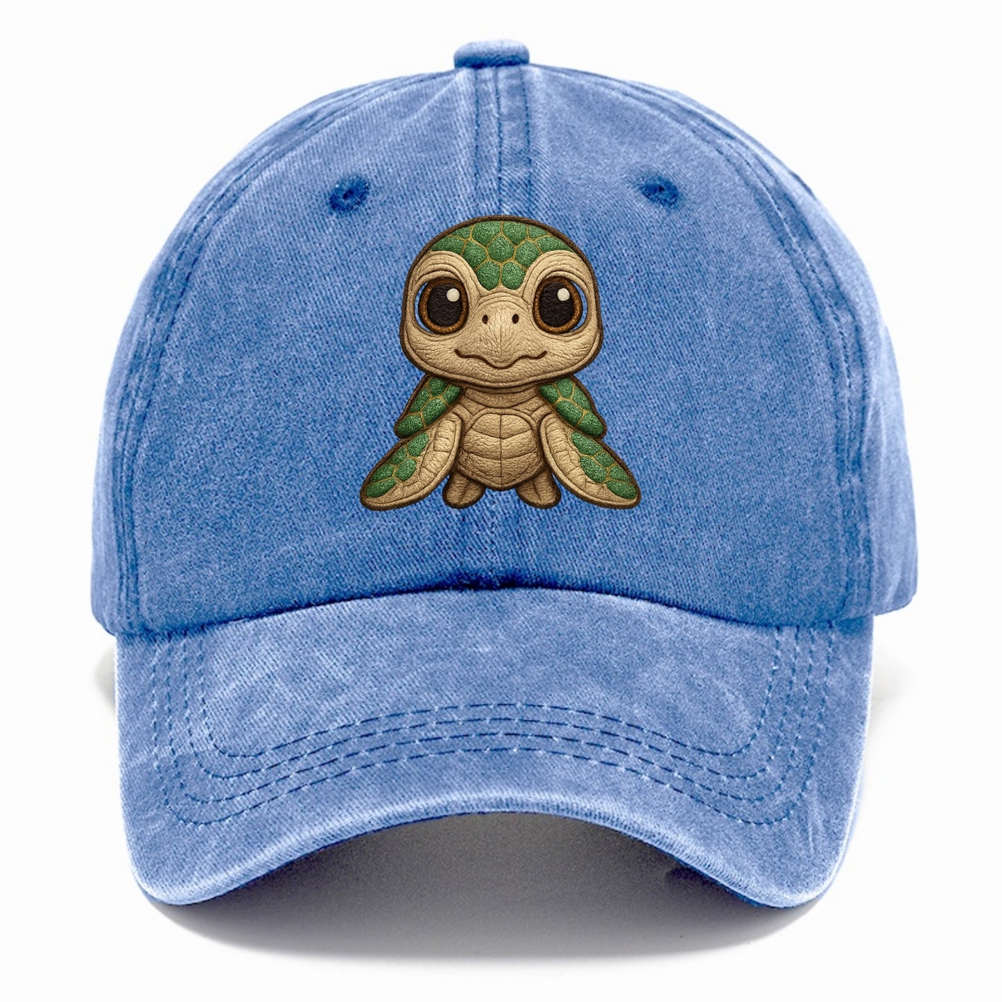 Baby Green Sea Turtle - emerald shell, large innocent brown eyes, tiny flippers, - Classic Cap - Summer Sky(Blue)