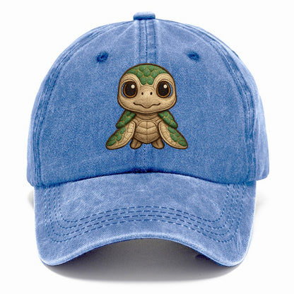 Baby Green Sea Turtle - emerald shell, large innocent brown eyes, tiny flippers, - Classic Cap - Summer Sky(Blue)