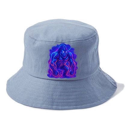 Mighty gorilla with electricity flowing through defined muscles, lightning bolt - Bucket Hat - Summer Sky(Blue)