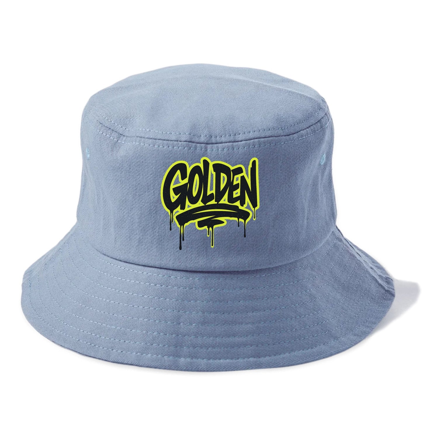 Bold typography design - "GOLDEN" - precious, valuable, excellent - Bucket Hat - Summer Sky(Blue)