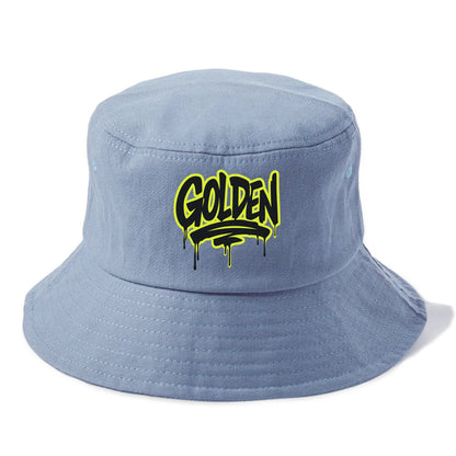 Bold typography design - "GOLDEN" - precious, valuable, excellent - Bucket Hat - Summer Sky(Blue)