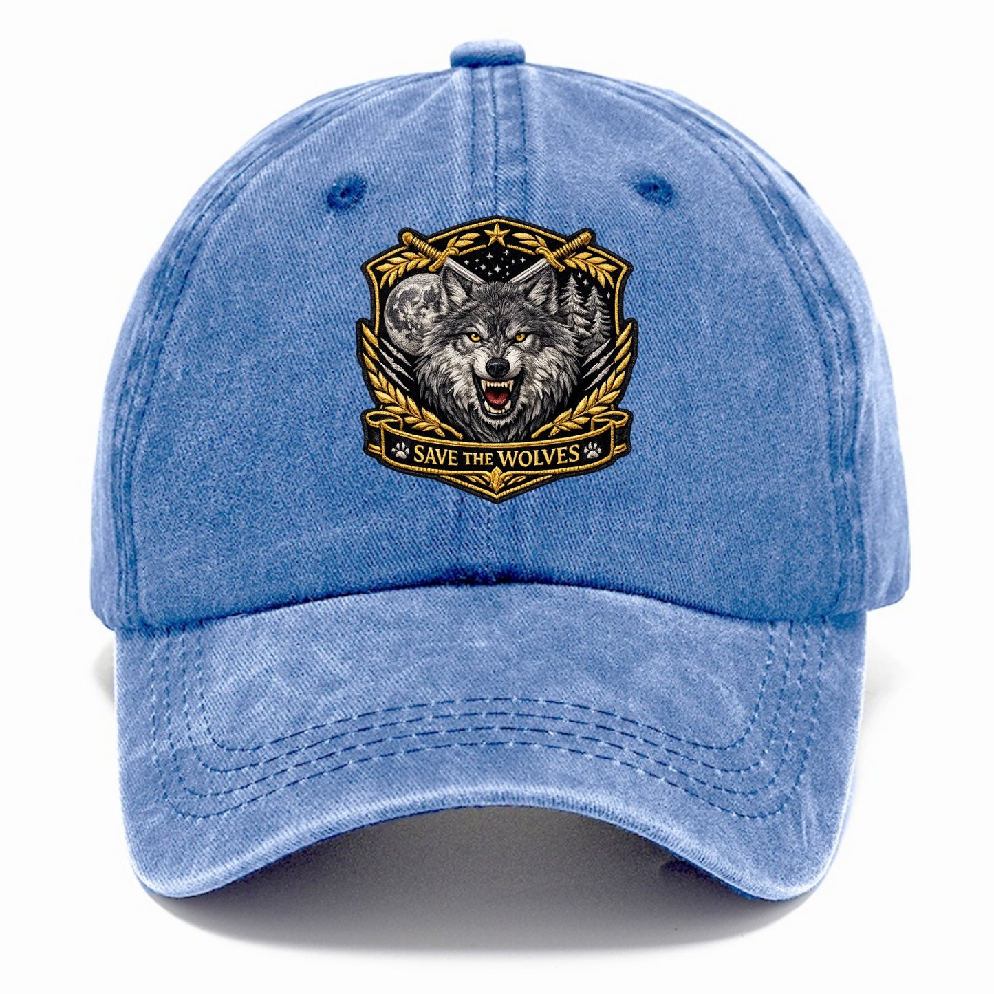 SAVE THE WOLVES - wolf moon in gray , predator protection - Classic Cap - Summer Sky(Blue)