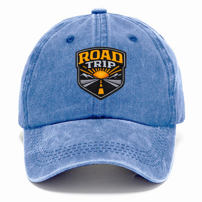 ROAD TRIP - highway and sun in orange and gray , open road - Classic Cap - Summer Sky(Blue)